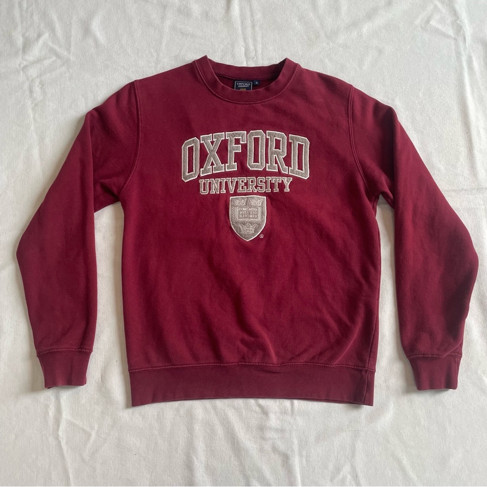 Official Oxford of University Crewneck Long Sleeve Sweater Red Mens Small